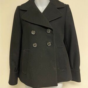 Banana Republic Classic Black Double-Breasted Women's Pea Coat Jacket Sz XS